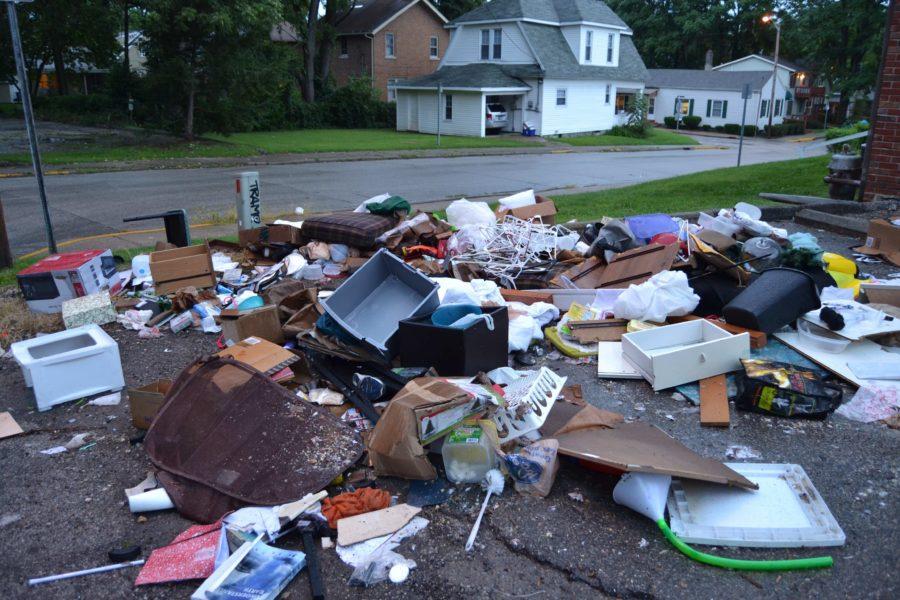 Another view of the trash on 7th St. in front of student housing offers a nice insight into the reckless disposal of trash that occurs as the students move in and out. 
