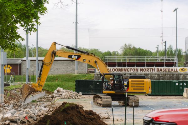 Construction workers begin work on removing the current tennis courts at BHSN (May 1, 2025)